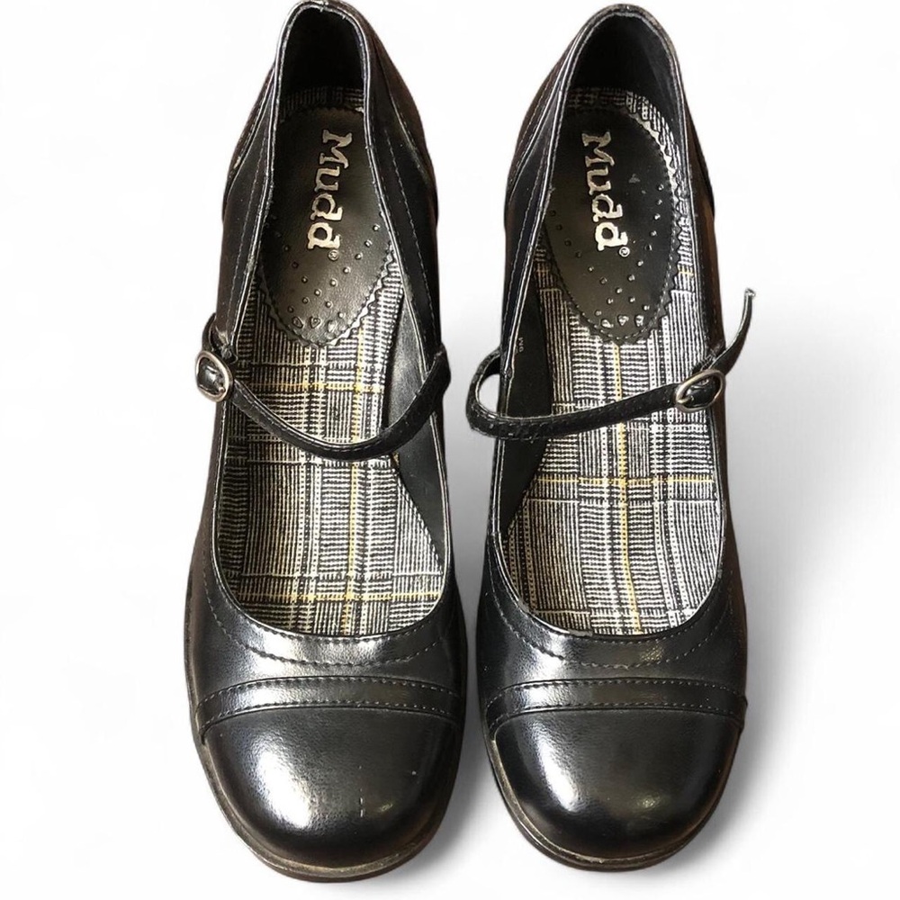 MUDD Black Mary Jane Preppy Academia Goth Schoolgirl chunky platform pumps heels